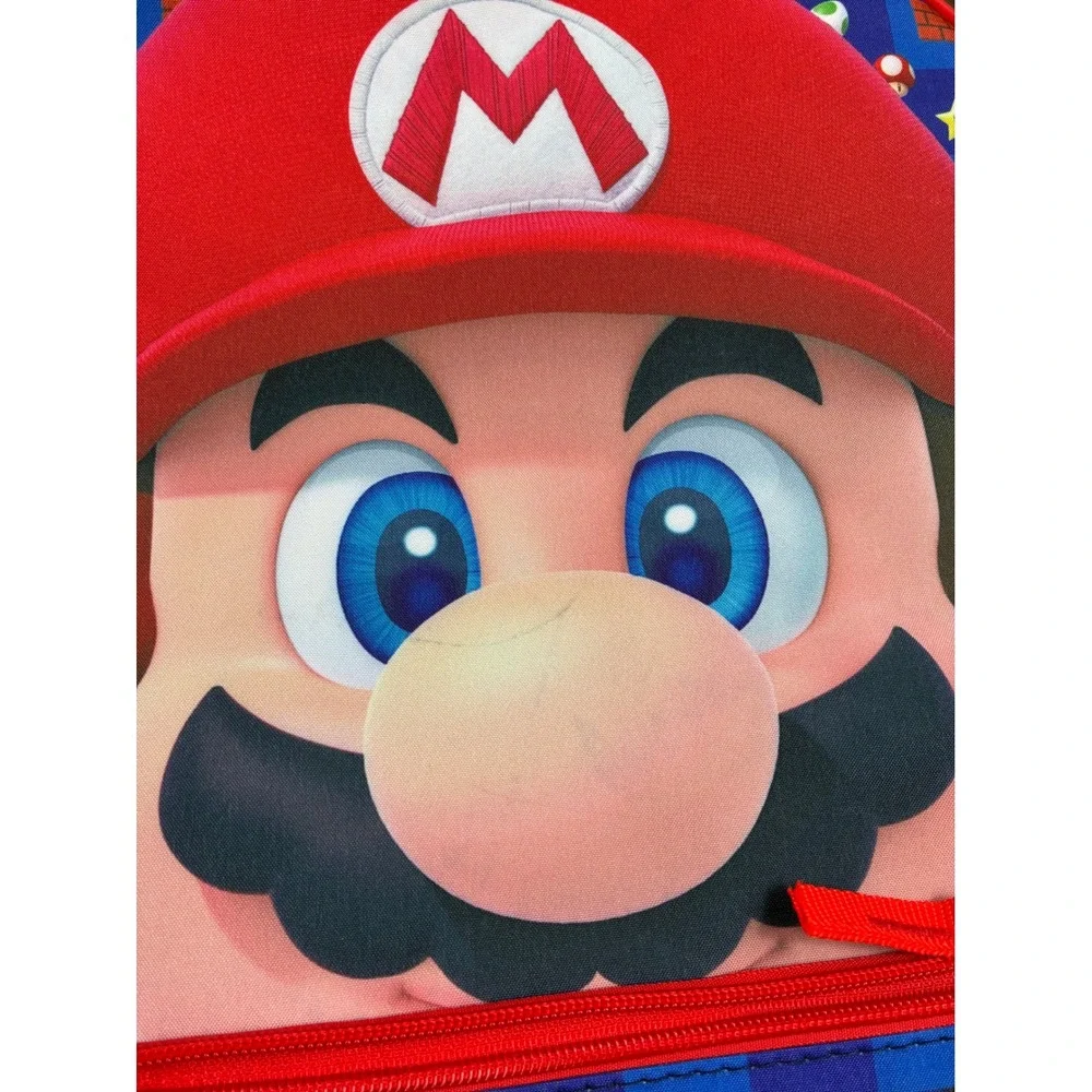 Nintendo Super Mario Bros 3 Piece Backpack Set Lunch Bag Pencil Case Blue Red